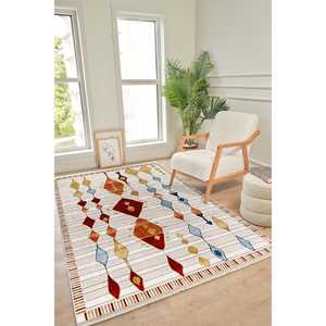 Alfombra Moderna Multicolor Netline Home Depot CO007, 100% Poliéster, No Desprende Pelusa, Fácil de Limpiar, Duradera para Dormitorio - Product Image 1