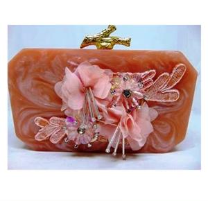 Tas tangan wanita, mewah, Resin, buatan tangan, batu unik, Logo berlian, magnetik, tahan air, desain bunga, penggunaan sehari-hari - Product Image 3