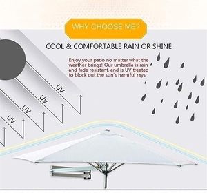 Sombrillas para Patio y Jardín, Parasoles Portátiles, Sombrillas de Aluminio para Patio con Montaje en Pared - Product Image 4