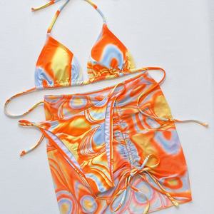 Xuanlang Femmes Sexy Tie-Dyed Bikini Set High Cut Micro Thong 3 Pc Maillot de bain Beachwear Mesh Cheeky Bottom Avec Lettre - Product Image 2