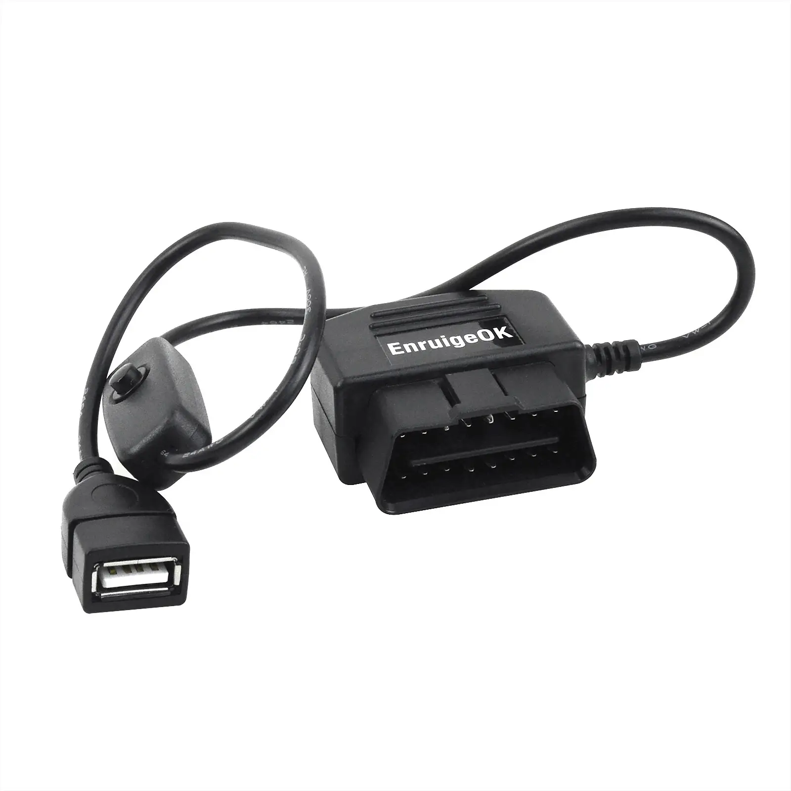 OBD2 to USB 암 포트 전원 어댑터 OBDII 충전 케이블 자동차 대시 캠 GPS 캠코더 차량 DVR 전화 용 스위치 버튼