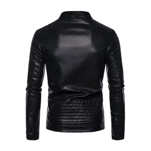 Veste de moto en cuir véritable pour homme, coupe ajustée, style décontracté, tissu polyester, cuir non importé, automne 2025 - Product Image 2