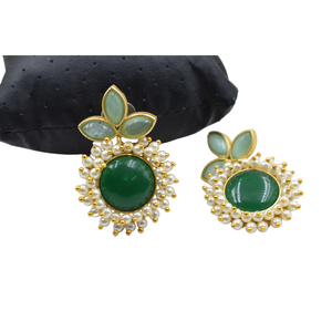 ต่างหูเม็ดเดี่ยวเคลือบทองวัสดุทองเหลืองเครื่องประดับแฟชั่นสำหรับผู้หญิงและเด็กผู้หญิง - Product Image 3