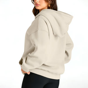 2025 cuello alto mujeres de gran tamaño pesado sudaderas con capucha de algodón polar para mujeres precio razonable - Product Image 3