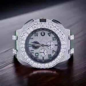 Moissanite Diamond Studded Iced Out Hip Hop Montres Ceinture en caoutchouc meilleur vendeur fournisseur fabricant prix de gros - Product Image 2