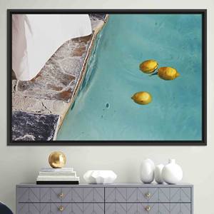 Tableau sur toile « Piscine aux citrons » : Décoration murale bohème pour salon, TOILE ENCADRÉE NOIRE - Product Image 1