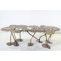 Table Console Antique Élégante Fabriquée à la Main Design Luxueux Placage Brillant Couleur Or Avec Fourniture en Forme de Rectangle Supérieur Personnalisé