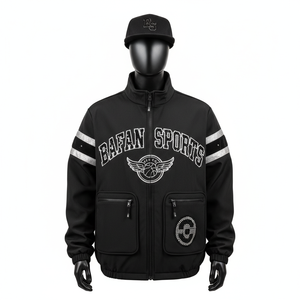 Veste Softshell 320 GSM Noire Coupe-Vent Chaude Doublure en Polaire Panneaux Latéraux Argentés Broderie Personnalisée Veste Softshell pour Homme - Product Image 1