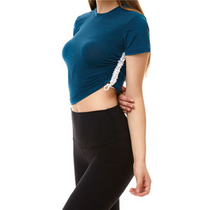 [ELJUKA] T-shirts coréens Chelsea à bande latérale, coupe ajustée, respirants, à séchage rapide, tissu PCM rafraîchissant, ajustement réglable, vêtements de sport pour femmes - Product Image 4