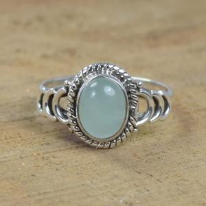 แหวนพลอยคาลซิโดนีสีน้ำสำหรับเด็กผู้หญิงแหวนพลอย925เงินสเตอร์ลิงสุดหรูแหวนแฮนด์เมดเครื่องประดับ925แสตมป์เงินสเตอร์ลิง - Product Image 5
