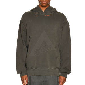 2023 mejores sudaderas con capucha de lana desgastadas para hombres patrón sólido estampado moda de Invierno bajo MOQ venta al por mayor disponible talla XS - Product Image 3