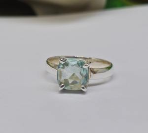 แหวนเงินโทแพซสีฟ้าสเตอริง925ประดับด้วยพลอยธรรมชาติกรอบการตั้งค่าสำหรับวันครบรอบ - Product Image 2