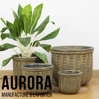 Pots de fleurs et jardinières AuroraPots modernes, minimalistes et écologiques en fibrociment peint, avec trou de drainage, pour la maison – Fournisseur Vietnamien