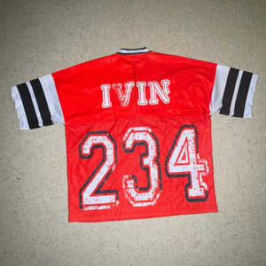 Design graphique personnalisé T-Shirt d'été 100% coton respirant vêtements de football surdimensionné col en V séchage rapide maille impression numérique - Product Image 3