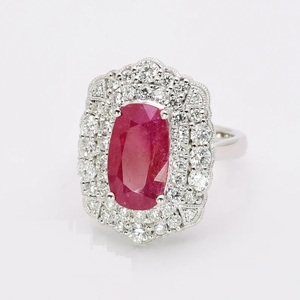 6.07CT No Heat Ruby & Big Diamond Ring Classic Oval Shape Solid 925 Sterling Silver Plated IGI Certified para mujeres - Product Image 4