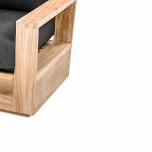 Sofá de Patio de 3 Plazas de Alta Calidad en Madera Maciza de Caoba con Cojines de Color Negro para Muebles de Jardín - Product Image 4