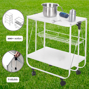 Vente en gros de chariot de stockage de planche en fer pliable à 2 niveaux chariot en vrac pour chariots à main et chariots - Product Image 4