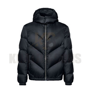 Chaqueta acolchada universitaria de talla grande para hombre al por mayor, diseño de burbujas a prueba de viento, decoración bordada con logotipo personalizado, cuello alto y capucha - Product Image 4