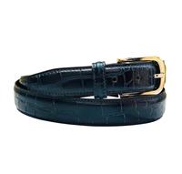 Ceinture en cuir vintage verte artisanale pour homme, avec boucle à ardillon, texture crocodile, en acier durable, haute résistance, robuste et longue.