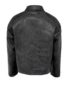 Blousons de moto en cuir véritable gris vintage de qualité supérieure pour hommes, modèle 2026, couleur marron, qualité supérieure, style original et épuré - Product Image 2