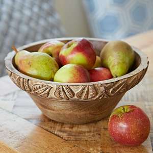 Cuenco de madera tallado de Comercio Justo hecho a mano para servir ensalada cuenco de fruta Natural tallado a mano nuevo regalo para el hogar - Product Image 4