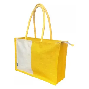 Большая Джутовая сумка, улучшит ваш стиль, Экологичная, просторная и универсальная Джутовая сумка с ручками из натуральной кожи для продажи