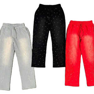 Masculine Sports Track <b>Jogger</b> Stacked Pant Custom Midweight Fleece Cotton Print Wide Leg <b>Baggy</b> Sweat Trouser Regular Fit <b>Men</b> - Product Image 1