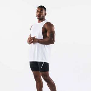 Custom logo high quality Plus size <b>men's</b> workout <b>White</b> cotton <b>men's</b> fitness Bodybuilding singlet <b>tank</b> <b>top</b> <b>Men's</b> gym <b>tank</b> <b>top</b> - Product Image 3