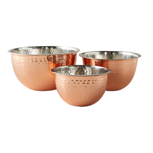 ชุดชามผสม 3 ใบ สแตนเลส ลายตอก ขนาด 21/23/25 ซม. เป็นมิตรกับสิ่งแวดล้อม สำหรับใช้ในเชิงพาณิชย์ ยี่ห้อ n Steel - Product Image 1