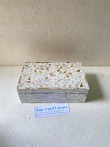 Caja de almacenamiento de exhibición de joyería de nácar hecha a mano india, caja de joyería de mopa hecha a mano india, embalaje de joyería de almacenamiento - Product Image 2