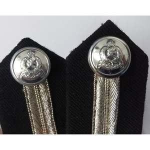 Écussons de col Gorget bleus de haute qualité avec détails en feuille d'or, boutons simples de grande taille pour uniforme de cérémonie - Product Image 6