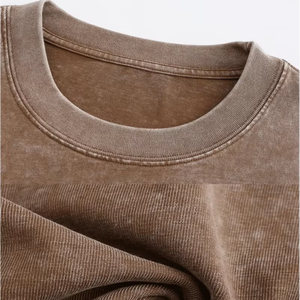 T-shirt 100% pur coton lavé personnalisé pour hommes et femmes tricoté en vrac surdimensionné avec un design personnalisé - Product Image 4