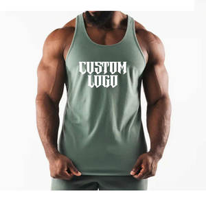 Camiseta sin mangas personalizada para gimnasio para hombre Fitness culturismo chaleco que absorbe la humedad Spandex Muscle Stringer elegante espalda impresa - Product Image 2