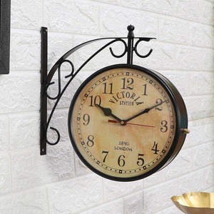 Antique Double-Sided Wall Clock with Vintage Appeal Retro Double-Sided Wall Clock a Vintage Statement Piece - Product Image 4