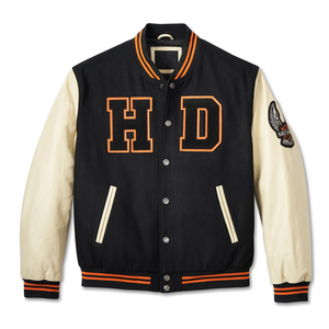 Mens Luxury Varsity Jacket Custom Logo Wool <b>Body</b> Leather Sleeves Chenille Embroidery <b>Patch</b> Striped Baseball Letterman Style - Product Image 1