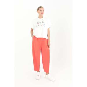 Puane Women's Linda Fabric <b>Harem</b> Pants, Comfortable Loose Fit Shalwar Style <b>Trousers</b> in Coral for Daily Wear and Special - Product Image 1