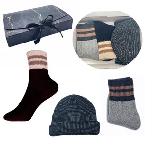 Best Quality Customized Logo Cotton Knit <b>Winter</b> Beanie Hat Cap and Warm Sweat <b>Socks</b> Set Corporate Gift for <b>Men</b> in Spring - Product Image 5