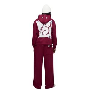 OEM, jogging à jambes larges de haute qualité, broderie florale, sweat-shirt imprimé, ensemble de survêtement complet, tissu en coton mélangé entièrement personnalisé - Product Image 2