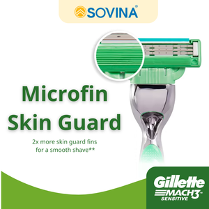 ใบมีดโกนจิลเลตต์ แมค 3 เซนซิทีฟ แบบ 2 ใบมีด แพ็ค 2 ชิ้น/แพ็ค 12 แพ็ค/กล่อง 6 กล่อง/ลัง สำหรับโกนหน้า โกนตัว โกนบิกินี่ โกนใต้วงแขน ในเวียดนาม - Product Image 3