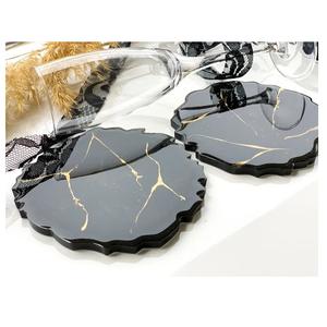 Handmade <b>Black</b> round Stone <b>Coasters</b> Dining & Kitchen Mats & Pads for Office Desktop Use - Product Image 1