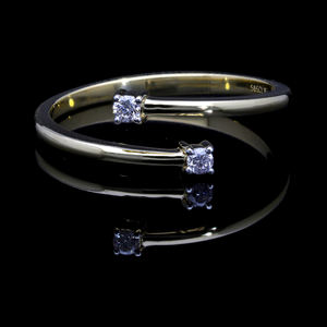 แหวนบายพาสทอง14K พร้อม0.08CTW กลมเพชรตัดสดใสการตั้งค่าสี่ง่ามแบบคลาสสิกทุกวัน - Product Image 1