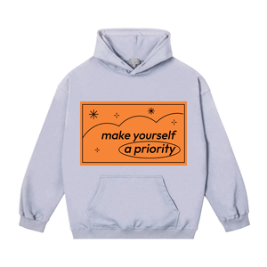 Soyez un Prioritaire : Sweat à Capuche Unisexe Oversize en Coton French Terry Décontracté pour l'Automne, Streetwear avec Logo Imprimé sur le Devant - Product Image 6