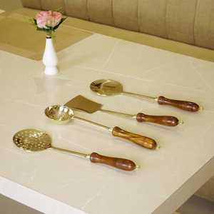 Handmade Brass <b>Cooking</b> Cutlery Set Premium Kitchen Utensil Collection for <b>Cooking</b> Serving Frying and Traditional Indian Kitchen - Product Image 6