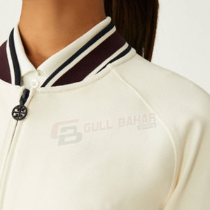 Chaqueta universitaria de dos tonos para mujer con aspecto escolar clásico y acabado acanalado, chaqueta Bomber Varsity para mujer - Product Image 4