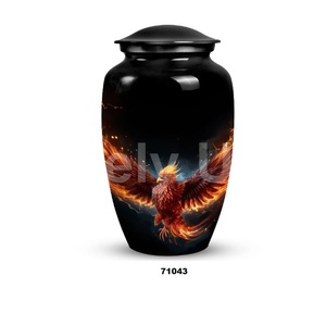 Grande urne funéraire noire en aluminium pour adultes pour cendres humaines Urne funéraire décorative pleine grandeur avec couvercle et sac gratuit - Product Image 4