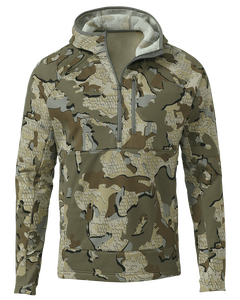 Durable Polyester Mid-Layer Split Pockets Quarter-Zip Front Fleece Hoodie with Shooting Gear for Hunting - Product Image 1