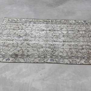 พรมวินเทจ, พรมตุรกีขนาด 3.3x6.6 ฟุต, พรมขนสัตว์สีเทาแบบอิคัต - Product Image 4
