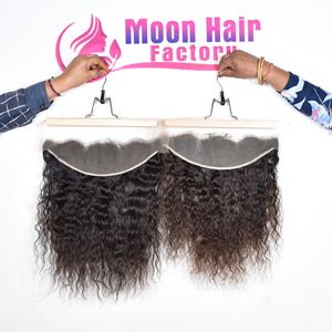 Excelente producto de aspecto natural, suave y sedoso, extensiones de cabello humano Remy indio disponibles en estilos frontales rizados a un precio razonable. - Product Image 1