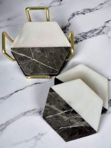 Hermoso juego de posavasos de mármol con textura de piedra única, perfecto para mejorar mesas de café y temas de decoración de sala de estar - Product Image 3