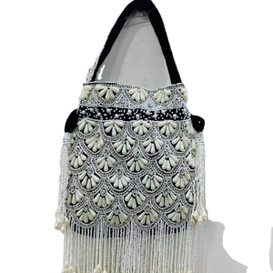 Fashionable Hanging Pearly Potli <b>Bag</b>-Craftstages International Multi Color <b>Drawstring</b> Closure - Product Image 1